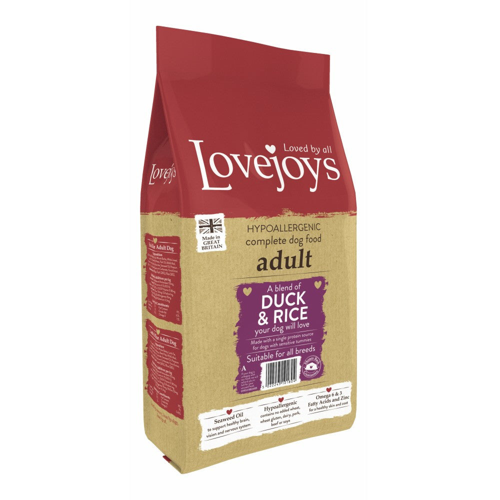 Lovejoys Adult Duck & Rice Dry Dog Food - PurrfectlyYappy