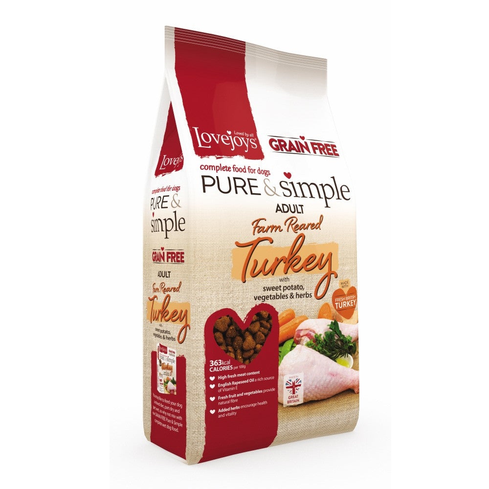 Lovejoys Pure & Simple Grain Free Farm Reared Turkey Dog Food - PurrfectlyYappy