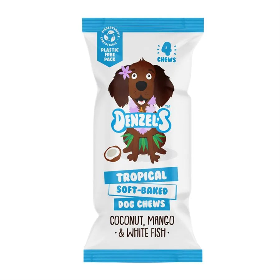 Denzels Tropical Dog Chews Coconut Mango & Whitefish - Denzels - PurrfectlyYappy 