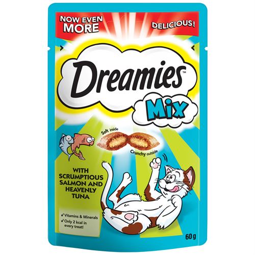 Dreamies Salmon & Tuna Mix Cat Treats 60g - 8 Pack - Dreamies - PurrfectlyYappy 