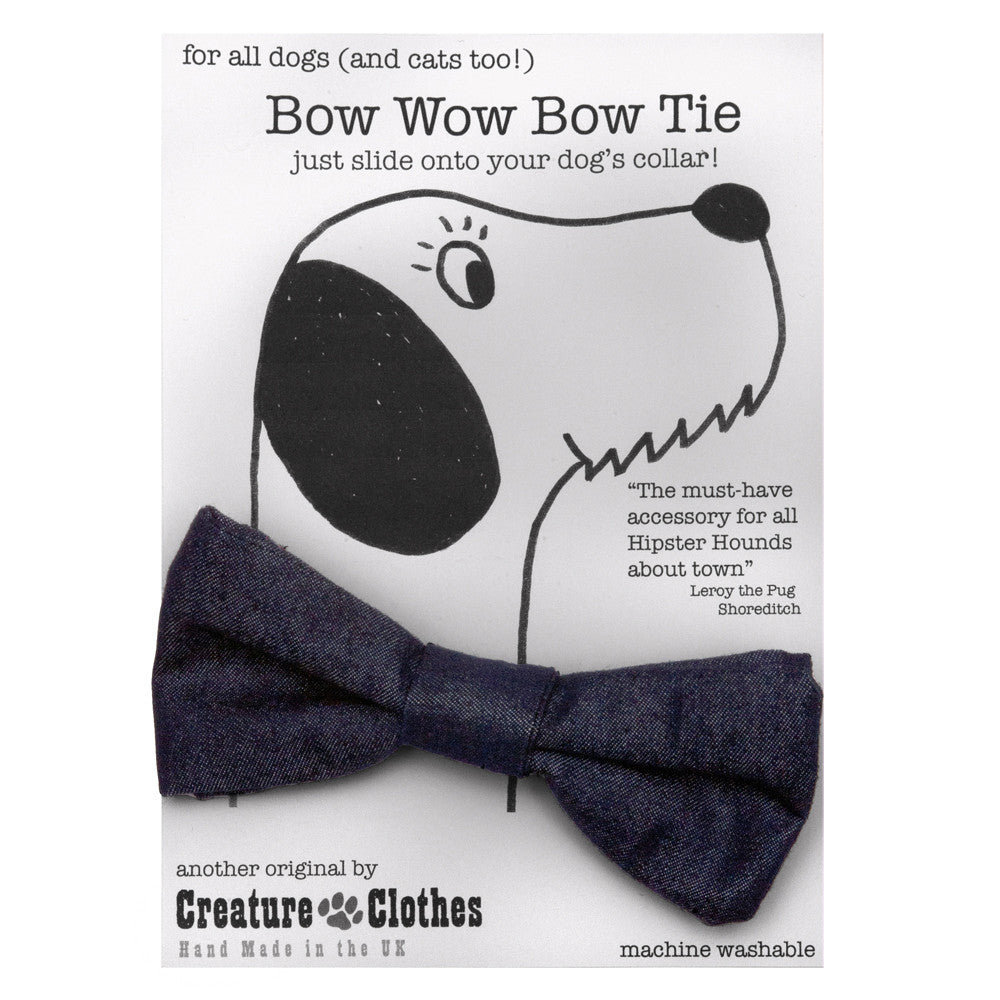 Creature Clothes Denim Dog Bow Tie - PurrfectlyYappy