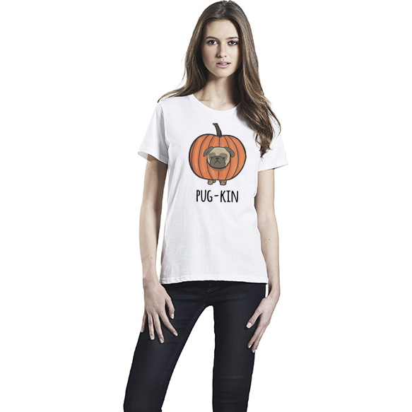 Women's Pug 'Pug-Kin' Organic Cotton T-Shirt - PurrfectlyYappy
