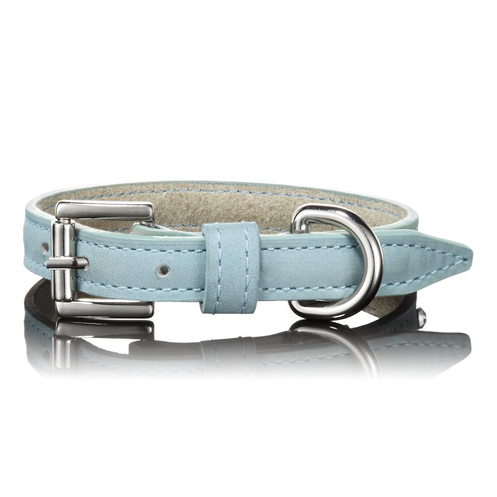 Paws with Opulence Light Blue Leather Dog Collar - PurrfectlyYappy