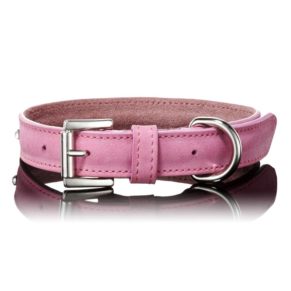 Paws with Opulence Light Pink Swarovski Leather Dog Collar - PurrfectlyYappy