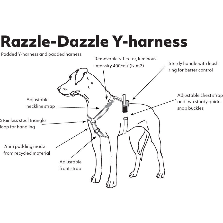 Hurtta Razzle Dazzle Dog H-Harness Hedge - Hurtta - PurrfectlyYappy 