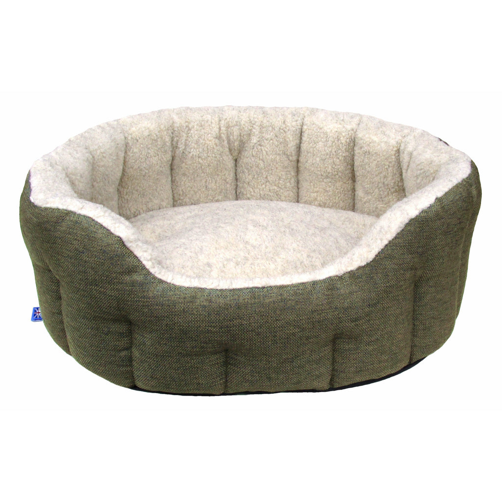 P&L Premium Heavy Duty Oval Drop Fronted Basket Weave Softee Beds with Sherpa Fleece Lining - P&L Pet Beds - PurrfectlyYappy 