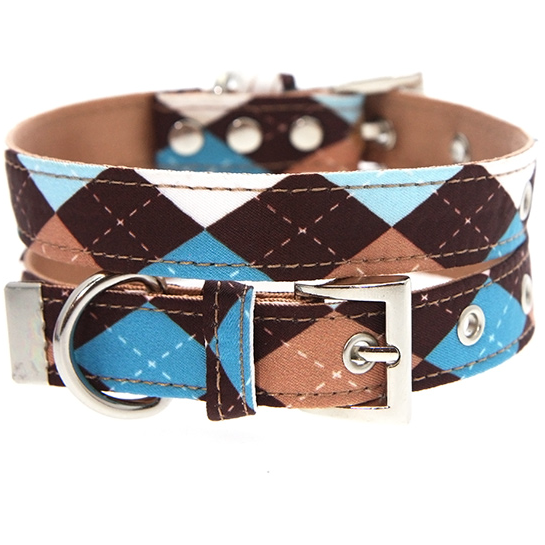 Urban Pup Brown & Blue Argyle Dog Collar - Urban Pup - PurrfectlyYappy 
