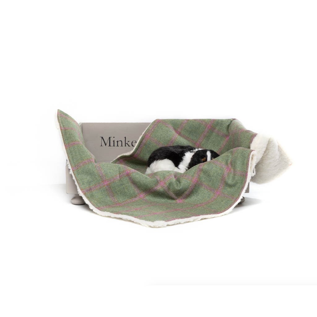 Minkeys Tweed Luxury Pet Blanket in Raspberry Green - Minkeys Tweed - PurrfectlyYappy 