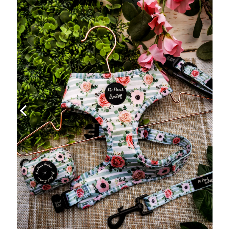 Pet Pooch Boutique Peppermint Green Floral Dog Harness - Pet Pooch Boutique - PurrfectlyYappy 
