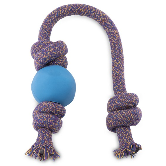 Beco Natural Rubber Ball on Rope Blue - Beco - PurrfectlyYappy 