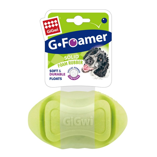 GiGwi Foamer TPR Rugby-Green Rubber Floating Dog Toy - GiGwi - PurrfectlyYappy 