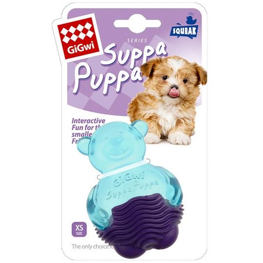 GiGwi Suppa Puppa Bear With Squeaker For Puppies And Small Dogs Blue - GiGwi - PurrfectlyYappy 