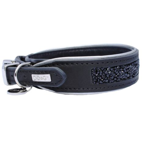 DO&G Precious Stones Dog Collar in Black and Silver - PurrfectlyYappy