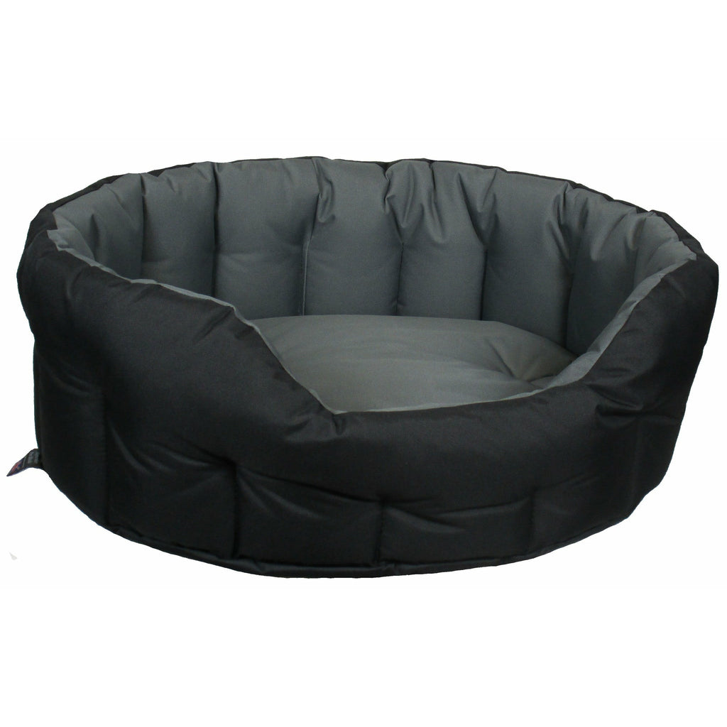 P&L Country Heavy Duty Oval Softee Bed in Black and Grey - PurrfectlyYappy