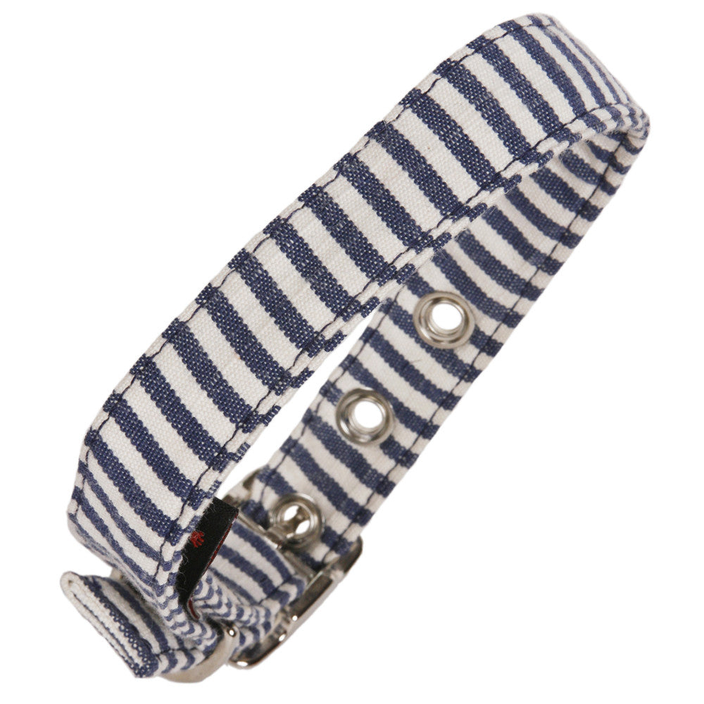 Creature Clothes Navy and White Stripe Dog Collar - PurrfectlyYappy