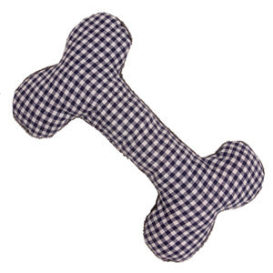 Creature Clothes Squeak-Free Eco Bone Dog Toy in Blue Gingham - PurrfectlyYappy