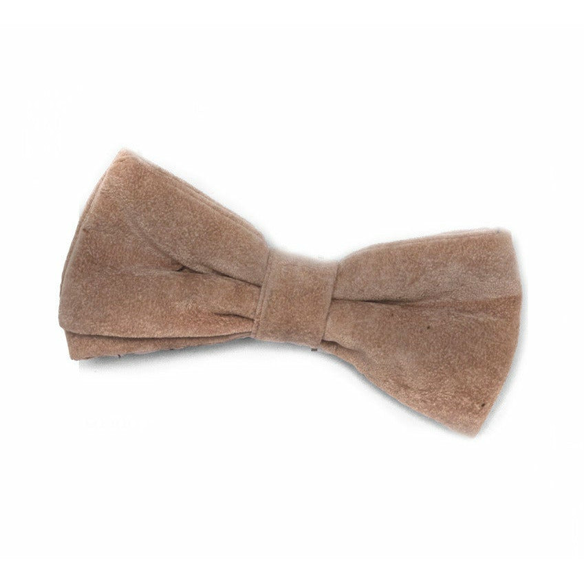 Creature Clothes Beige Faux Suede Dog Bow Tie - PurrfectlyYappy