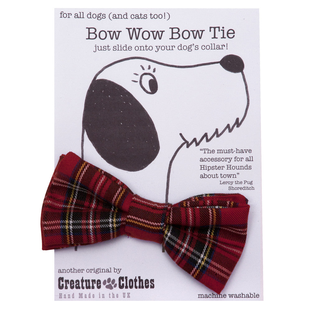 Creature Clothes Red Tartan Dog Bow Tie - PurrfectlyYappy