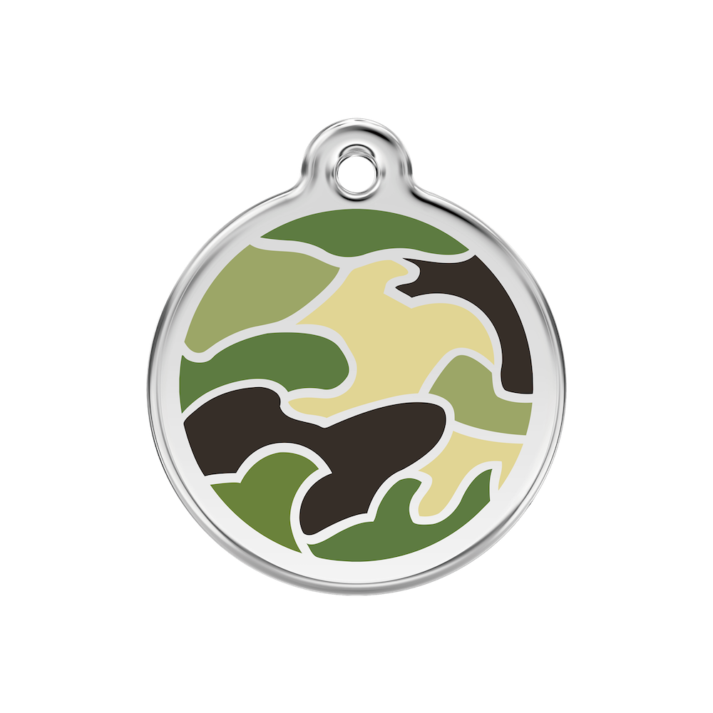 Red Dingo Enamel Pet Tag - Camouflage Tag in Green - PurrfectlyYappy
