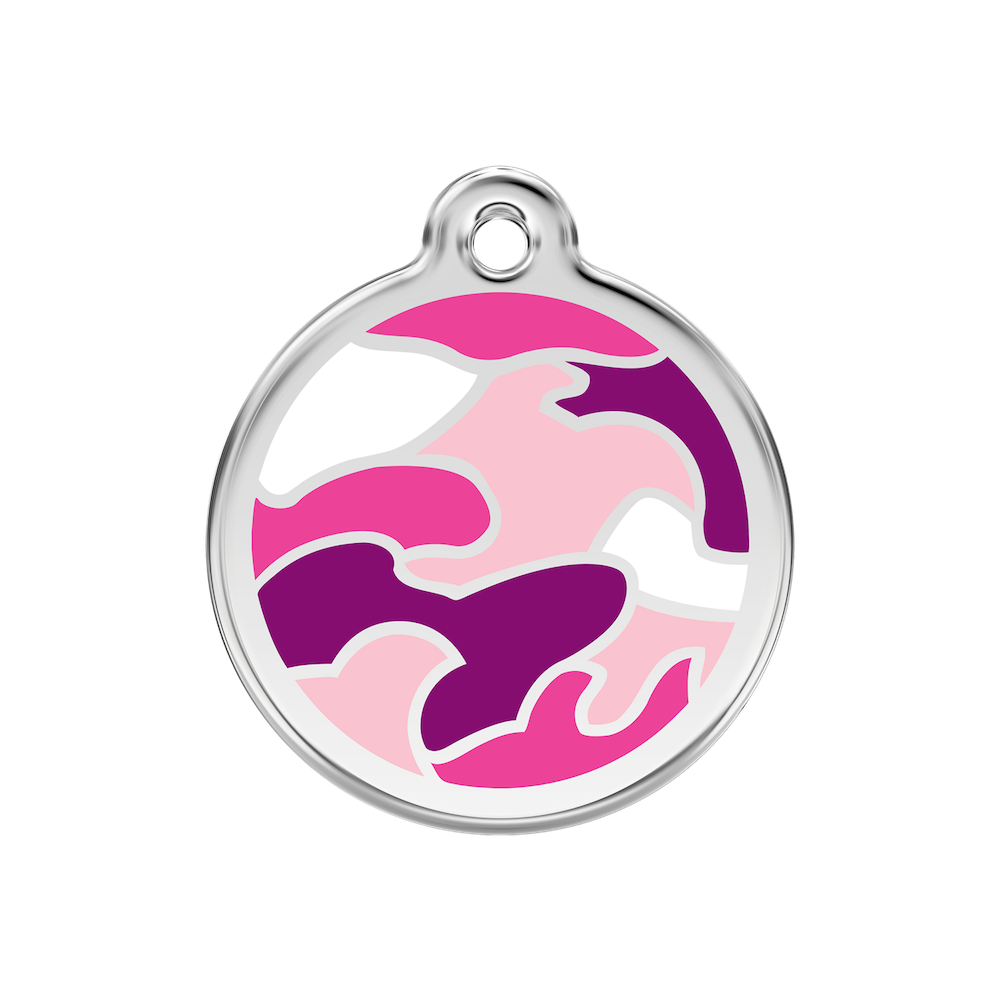 Red Dingo Enamel Pet Tag - Camouflage Tag in Pink - PurrfectlyYappy