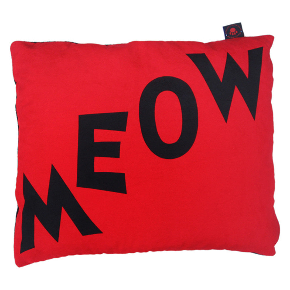 Creature Clothes Cat Nappa Cat Bed in Red Meow Print - PurrfectlyYappy