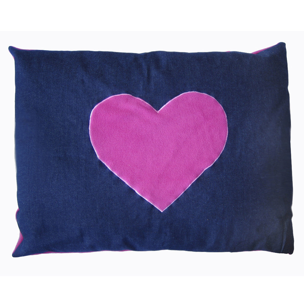 Creature Clothes Cat Nappa Denim Cat Bed with Pink Heart - PurrfectlyYappy