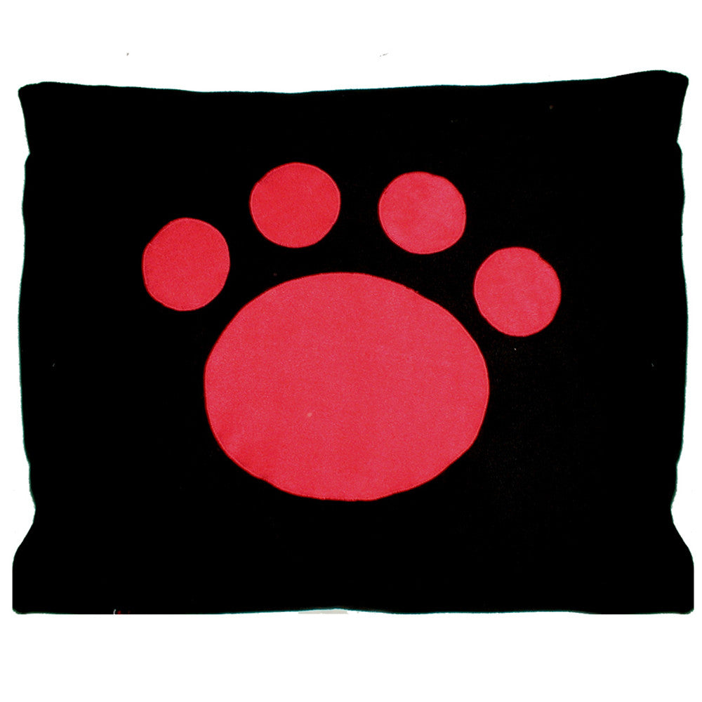 Creature Clothes Cat Nappa Black Cat Bed with Red Applique Paw - PurrfectlyYappy