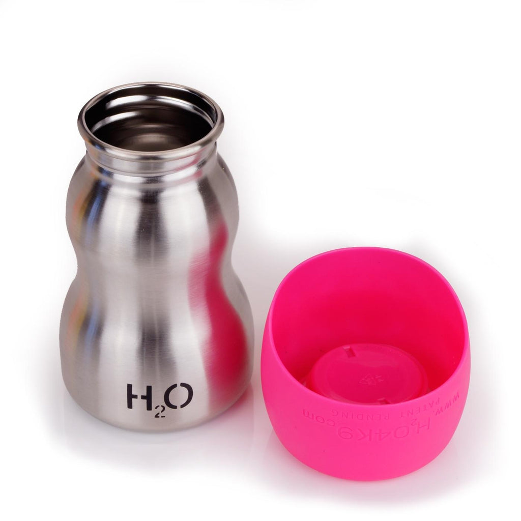 Water Bottle For Dogs H2O4K9 9.5oz Stainless Steel - Pink - H2O4K9 - PurrfectlyYappy 
