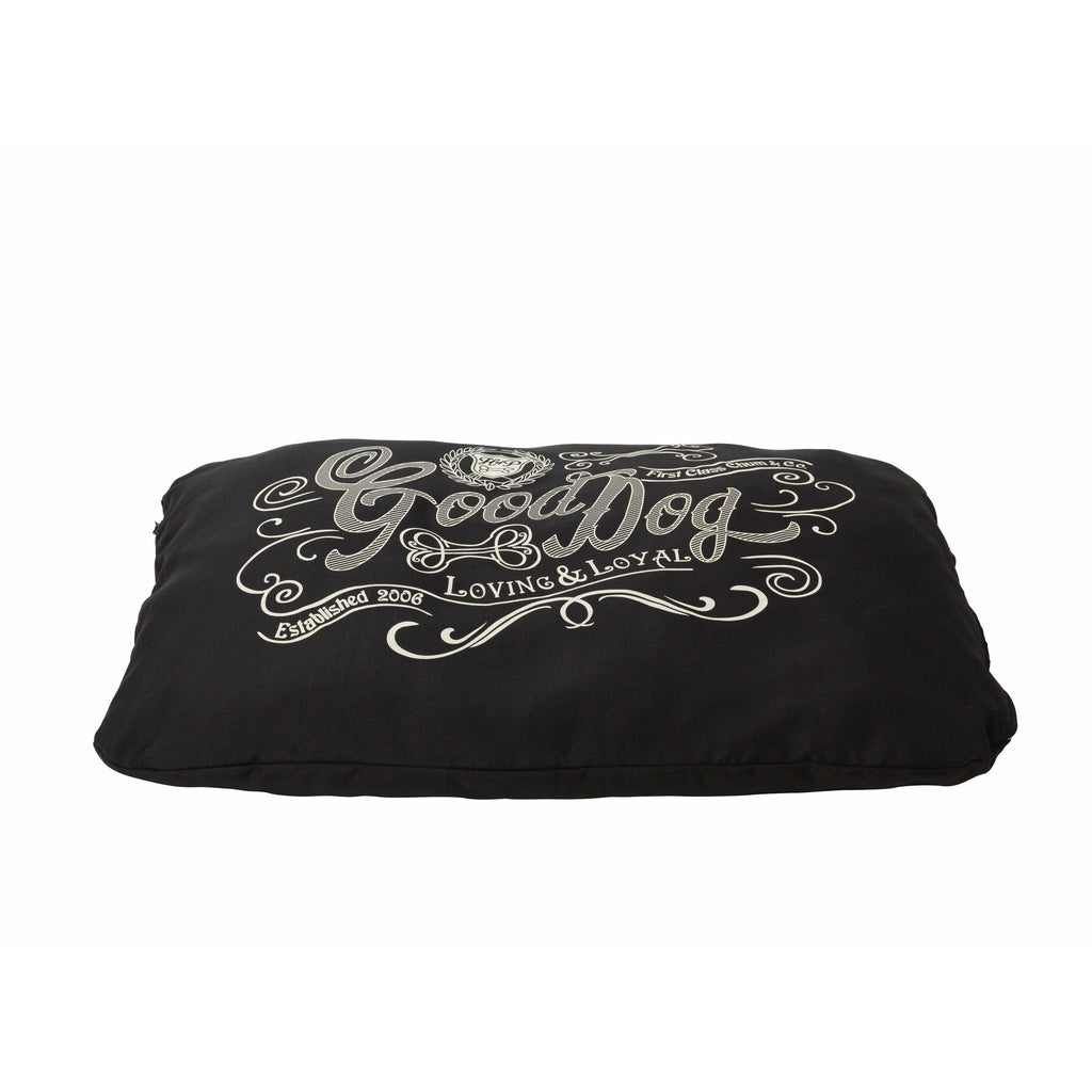 House of Paws Good Dog Linen Cushion Dog Bed in Black - PurrfectlyYappy