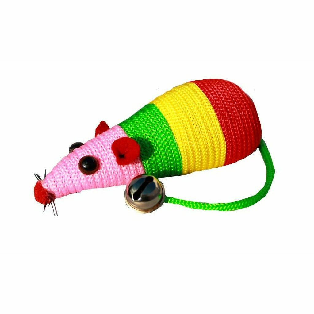 PJ Pets Multi Coloured Rope Mouse - PJ Pet Products - PurrfectlyYappy 