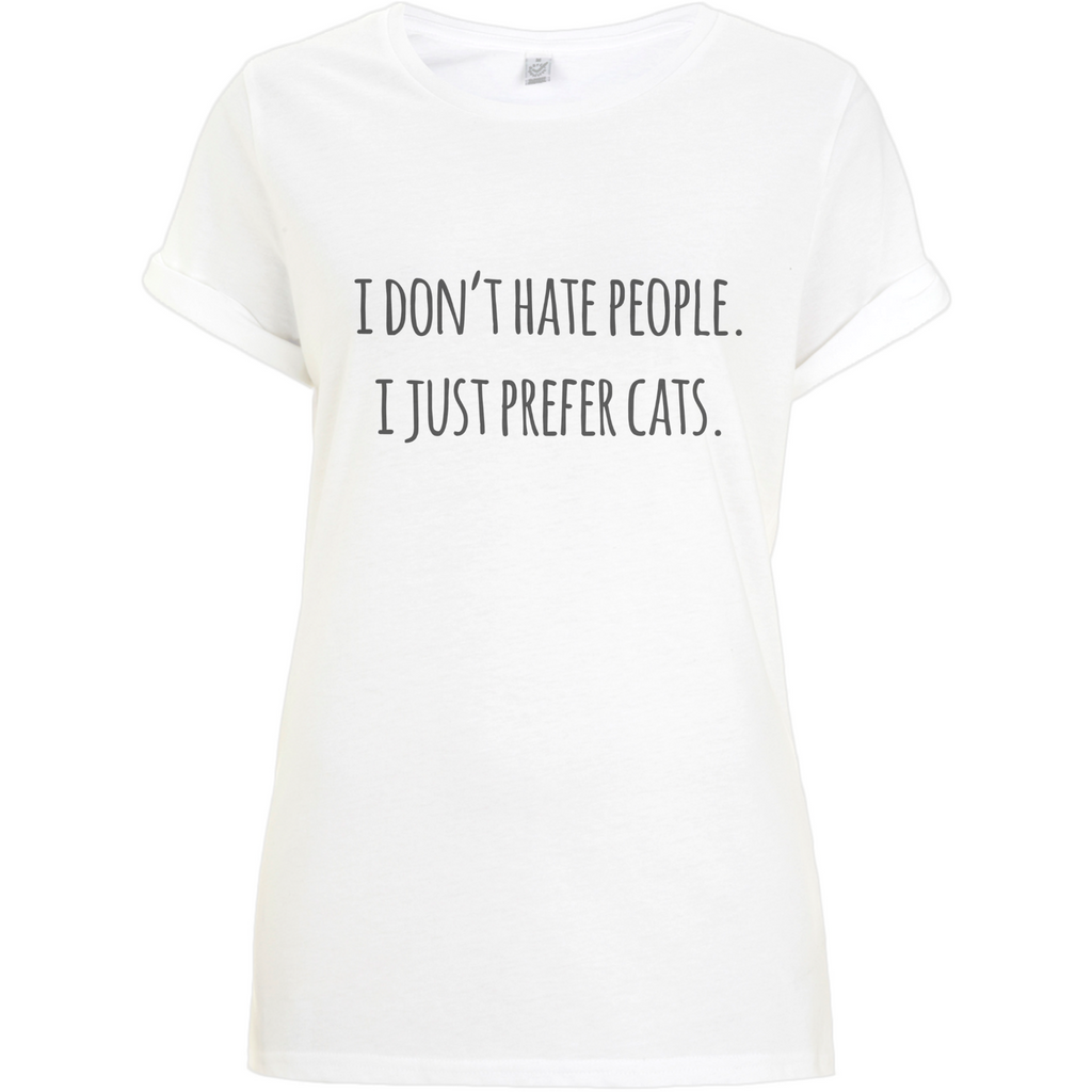 Women's 'I Don't Hate People, I Just Prefer Cats' T-Shirt - PurrfectlyYappy