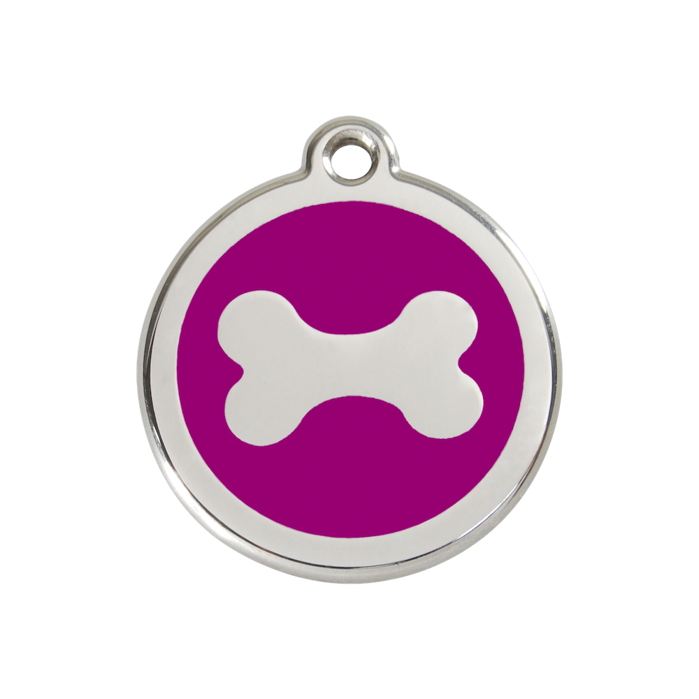 Red Dingo Enamel Pet Tag Bone Tag in Purple PurrfectlyYappy