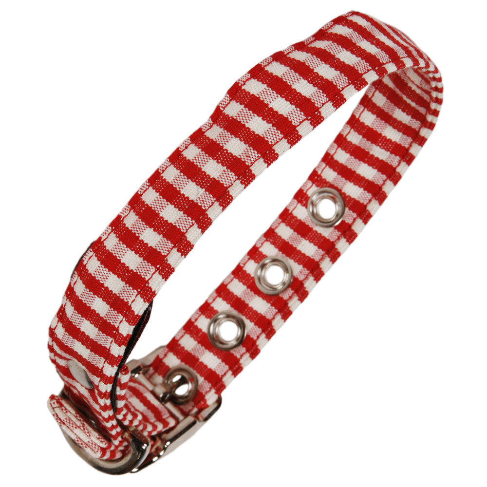 Creature Clothes Red Gingham Dog Collar - PurrfectlyYappy