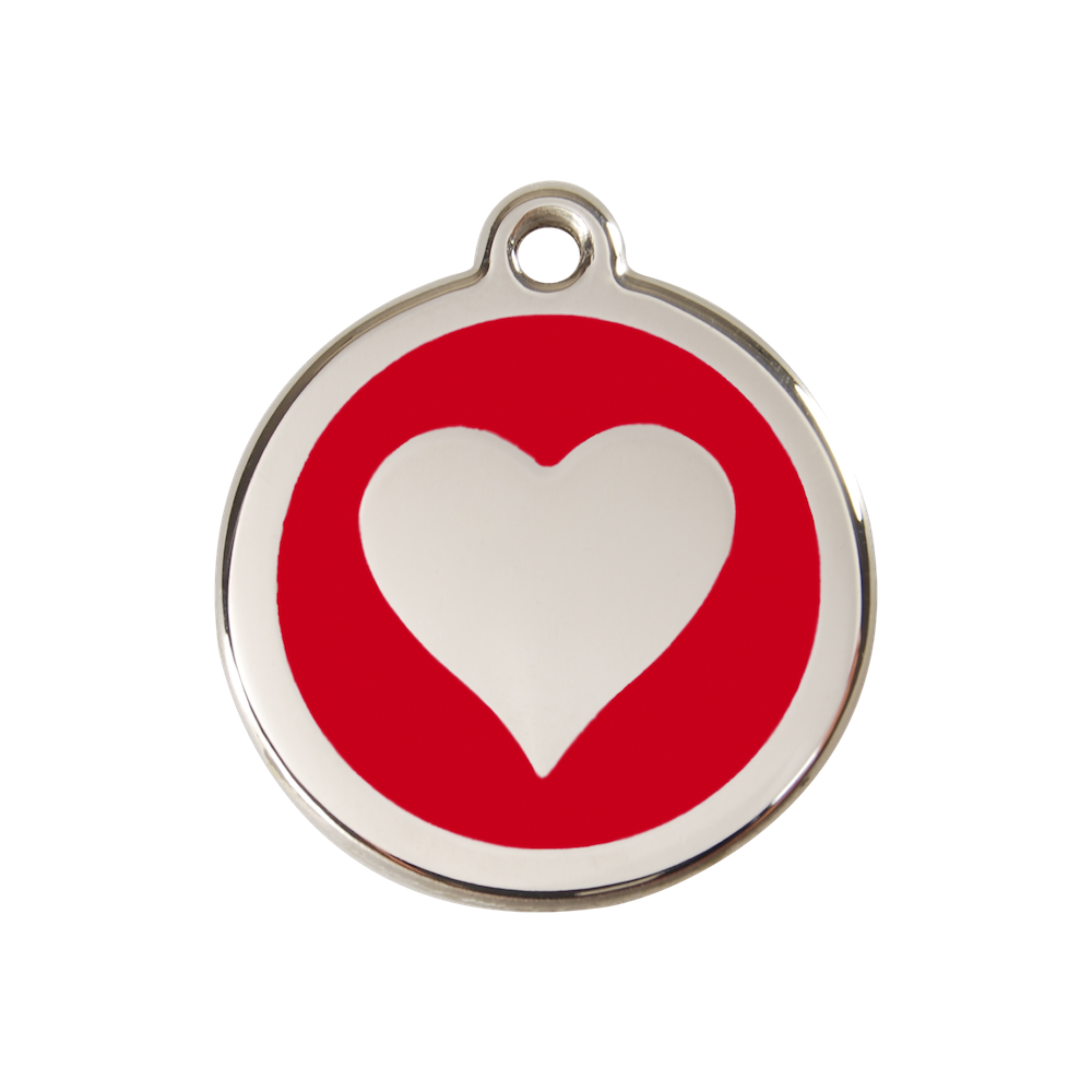 Red Dingo Enamel Pet Tag - Heart Tag in Red - PurrfectlyYappy