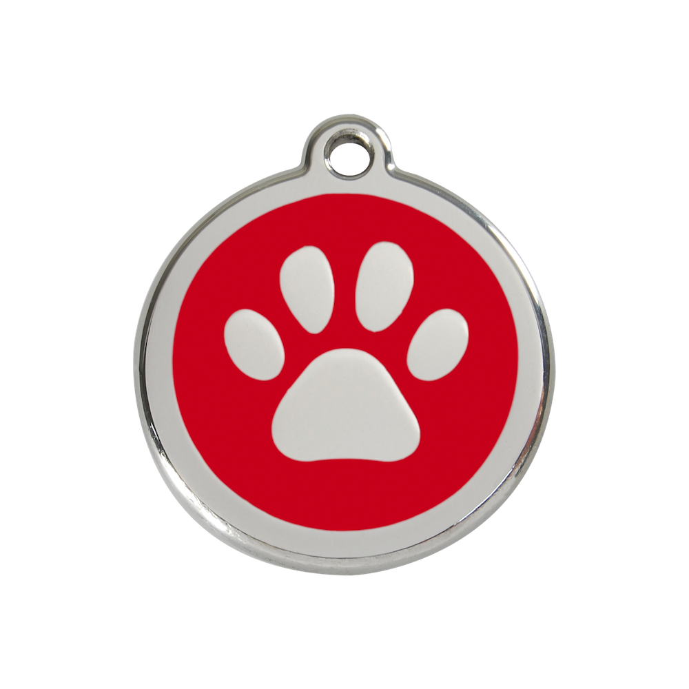 Red Dingo Enamel Pet Tag - Paw Tag in Red - PurrfectlyYappy