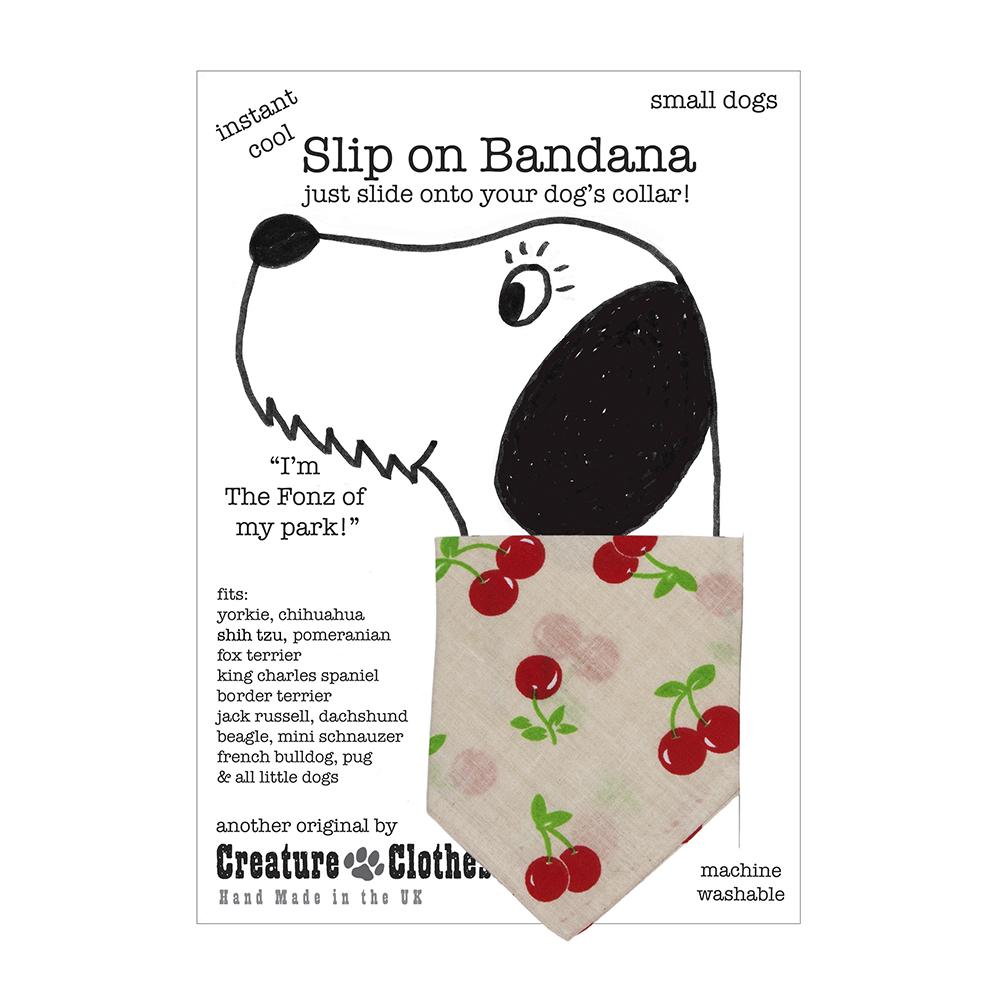 Creature Clothes Cherries and Cream Slip-on Dog Bandana - PurrfectlyYappy