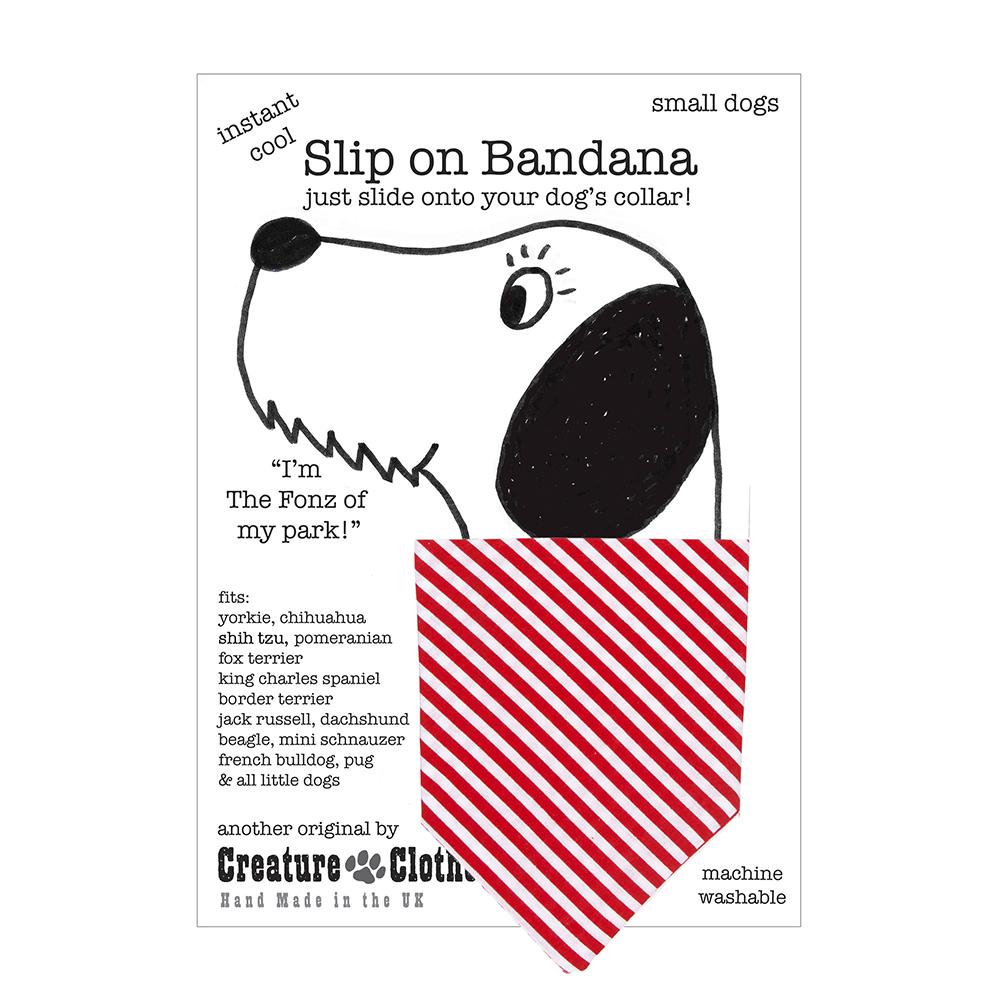 Creature Clothes Red Candy Stripe Slip-on Dog Bandana - PurrfectlyYappy