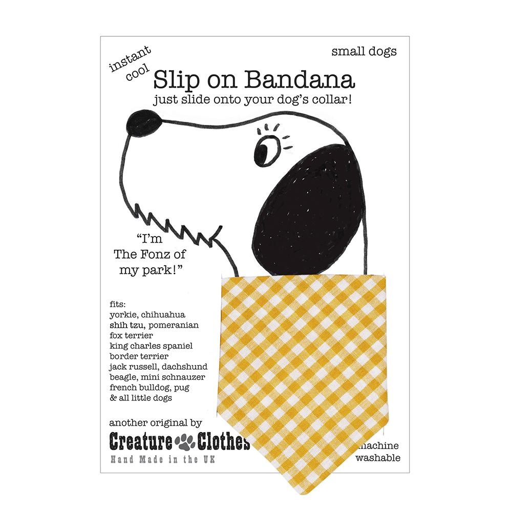 Creature Clothes Yellow Gingham Slip-on Dog Bandana - PurrfectlyYappy